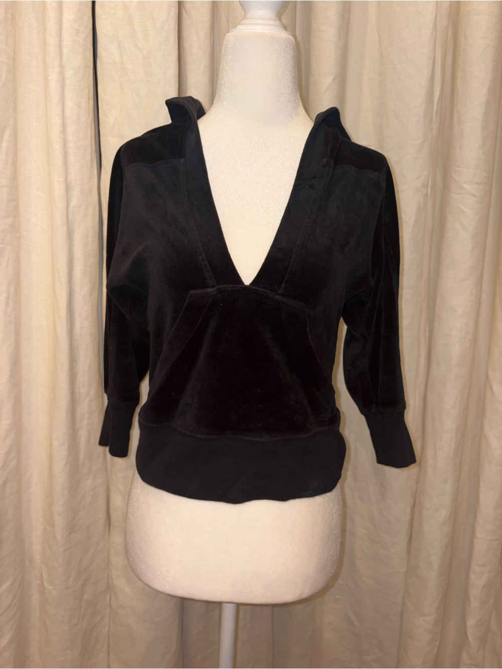 Black Velvet V-Neck Women's Top